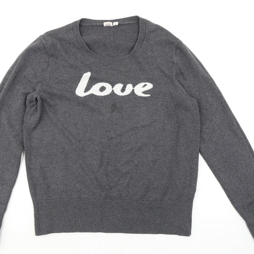 Gap Womens Grey Round Neck Cotton Pullover Jumper Size L Pullover - Love