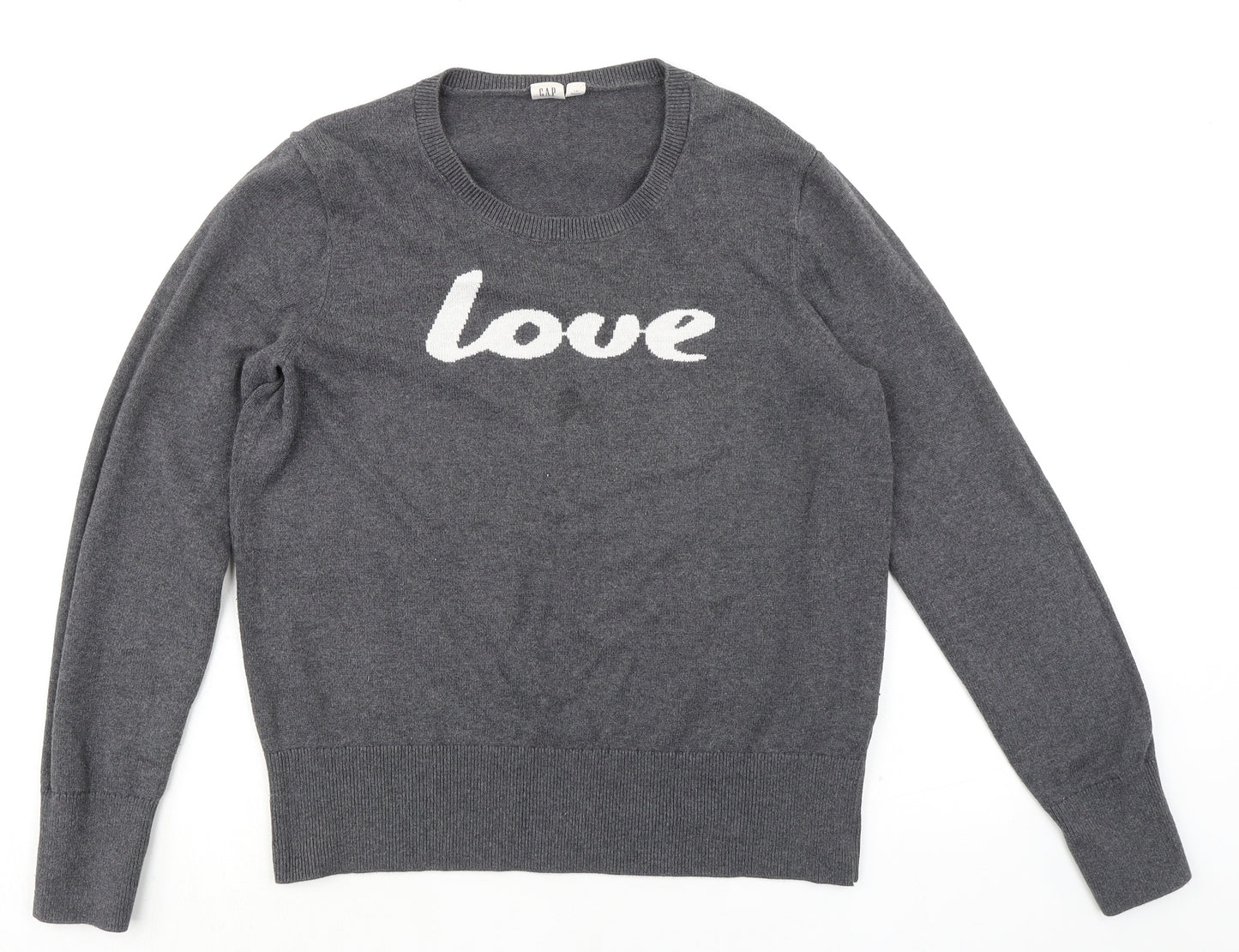 Gap Womens Grey Round Neck Cotton Pullover Jumper Size L Pullover - Love