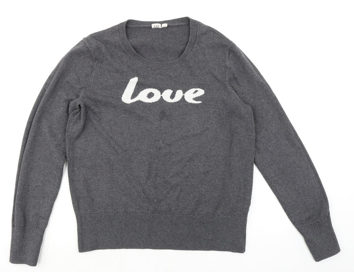 Gap Womens Grey Round Neck Cotton Pullover Jumper Size L Pullover - Love