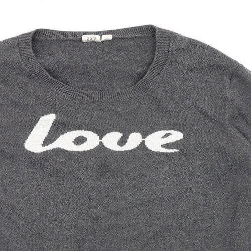 Gap Womens Grey Round Neck Cotton Pullover Jumper Size L Pullover - Love