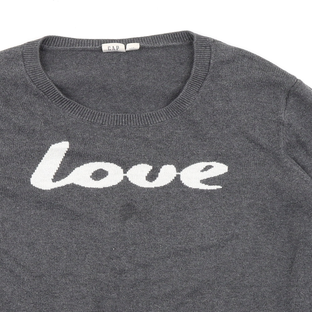 Gap Womens Grey Round Neck Cotton Pullover Jumper Size L Pullover - Love