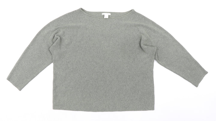 H&M Womens Green Round Neck Polyester Pullover Jumper Size M
