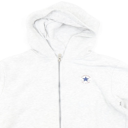Converse Mens Grey Cotton Full Zip Hoodie Size XL