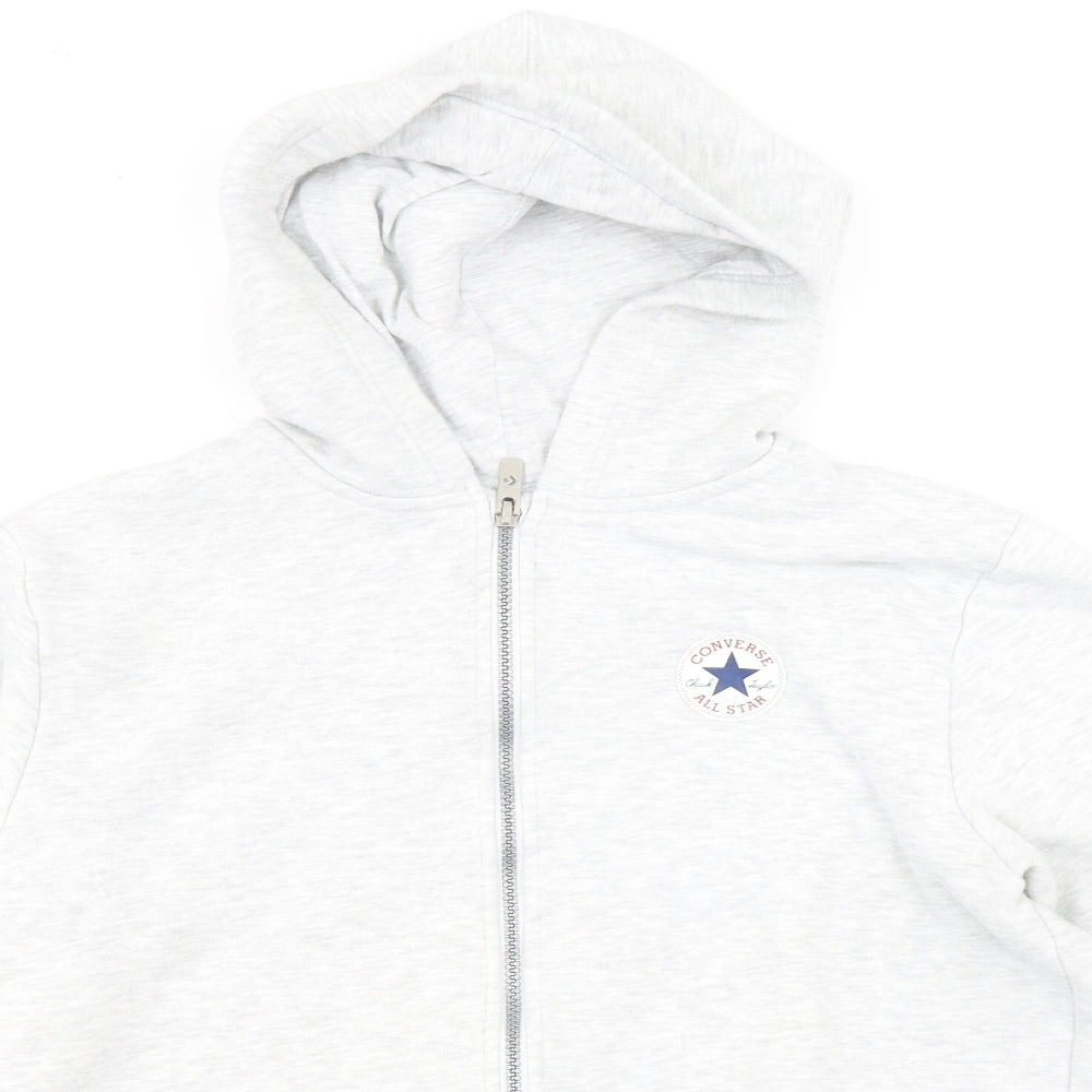 Converse Mens Grey Cotton Full Zip Hoodie Size XL