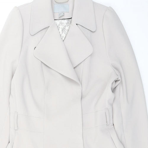 H&M Womens Grey Overcoat Coat Size 10 Button