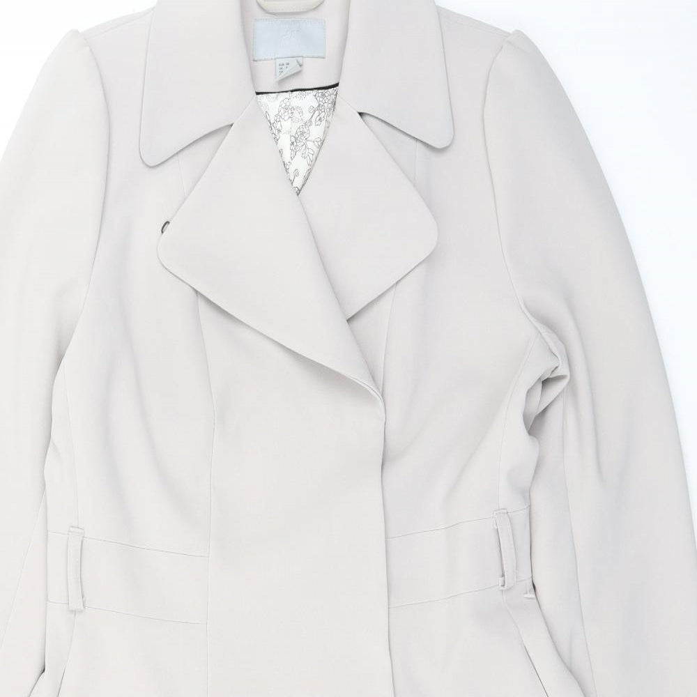 H&M Womens Grey Overcoat Coat Size 10 Button