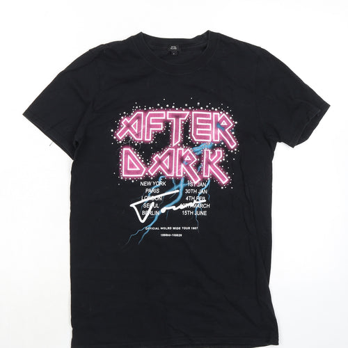 River Island Womens Black 100% Cotton Basic T-Shirt Size 8 Round Neck - After Dark