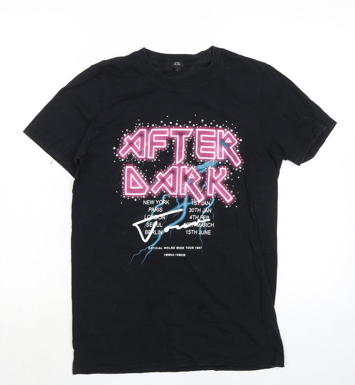 River Island Womens Black 100% Cotton Basic T-Shirt Size 8 Round Neck - After Dark
