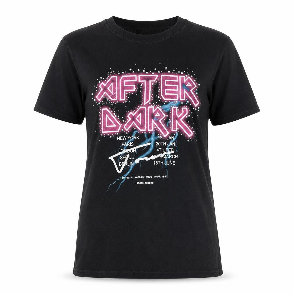 Front view of River Island women’s black 100% cotton basic t-shirt, size UK 8, round neck - after dark