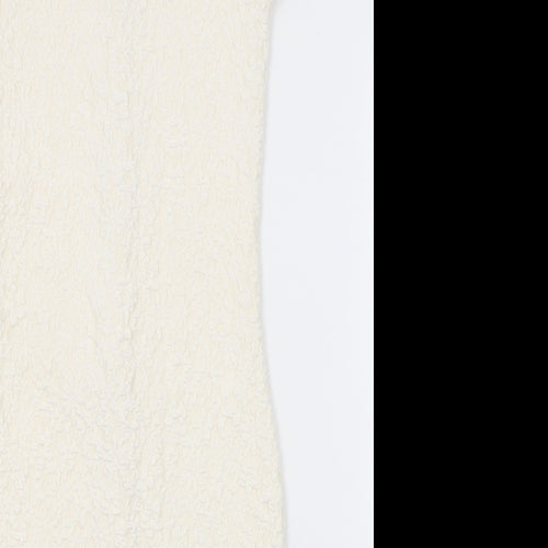 River Island Womens Ivory Geometric Polyester Pencil Dress Size 8 Round Neck Zip