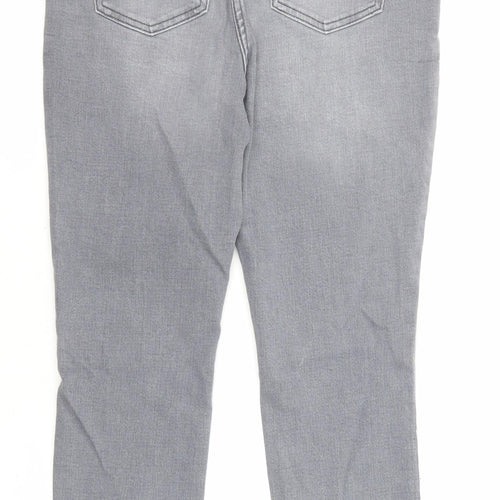 Papaya Womens Grey Cotton Skinny Jeans Size 14 L26 in Regular Zip