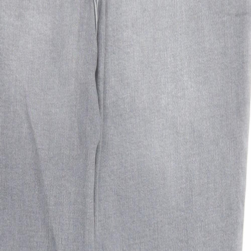 Papaya Womens Grey Cotton Skinny Jeans Size 14 L26 in Regular Zip