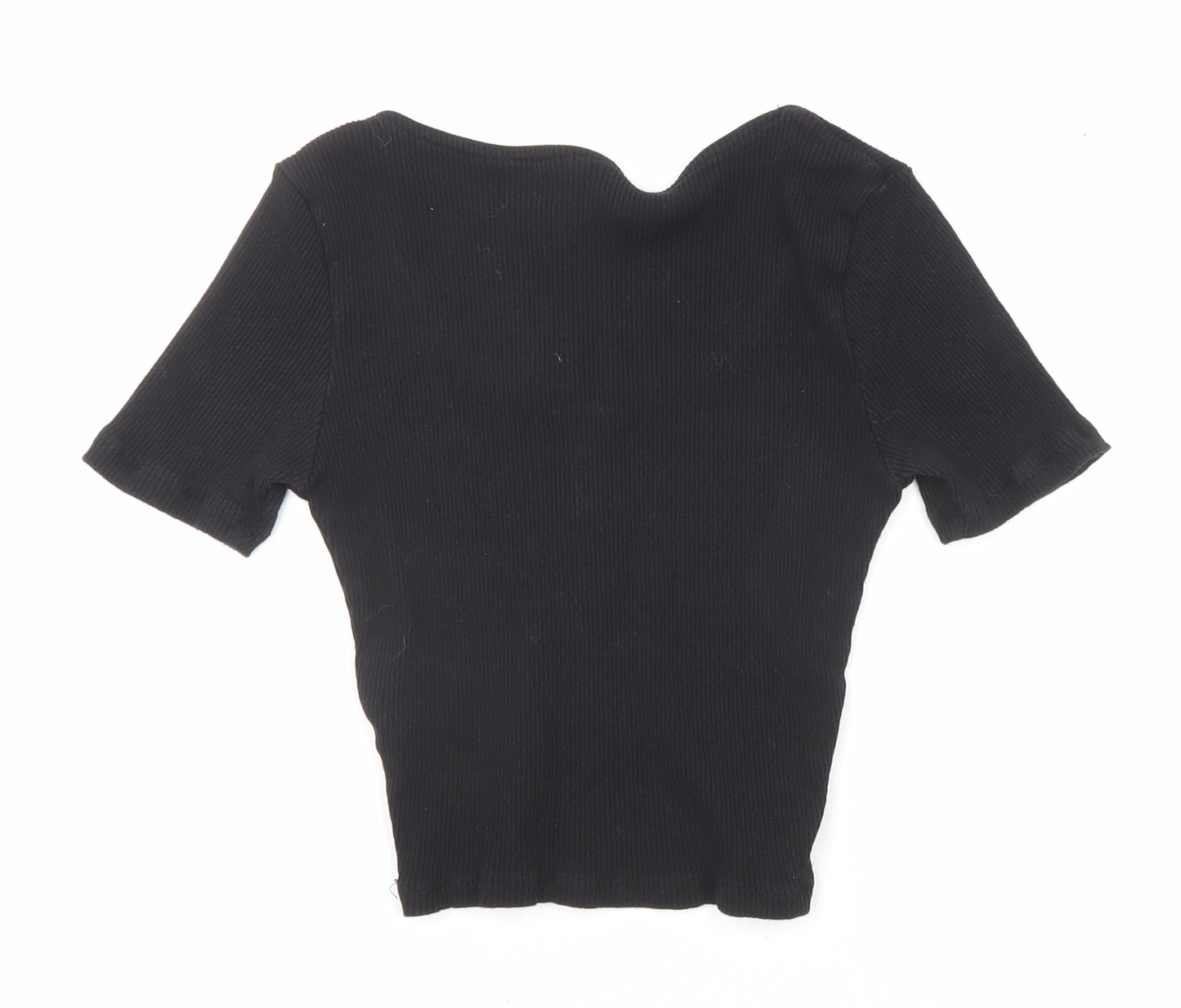 Divided by H&M Womens Black Cotton Basic T-Shirt Size XS Scoop Neck