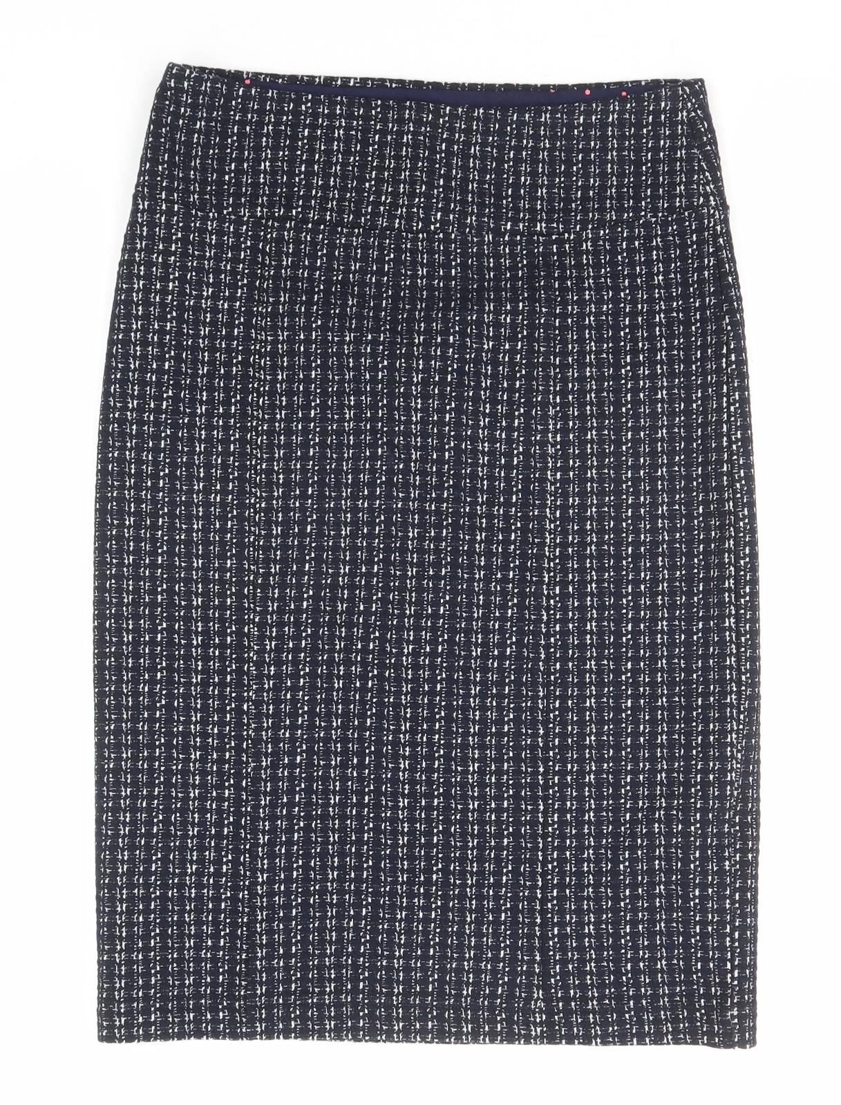 White Stuff Womens Blue Geometric Cotton A-Line Skirt Size 8