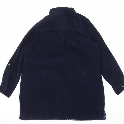 EWM Womens Blue Cotton Shirt Dress Size 16 Collared Button