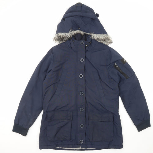 Brookhaven Womens Blue Parka Coat Size 12 Zip