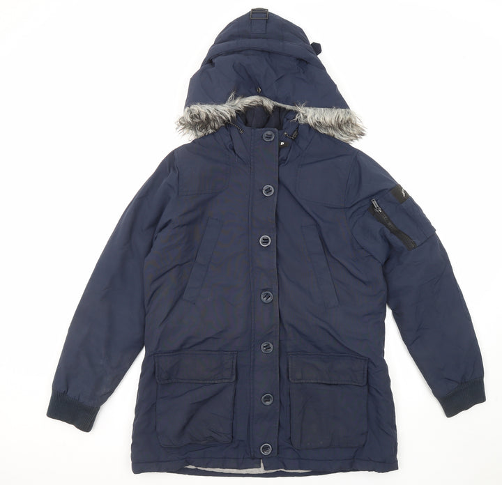 Brookhaven Womens Blue Parka Coat Size 12 Zip