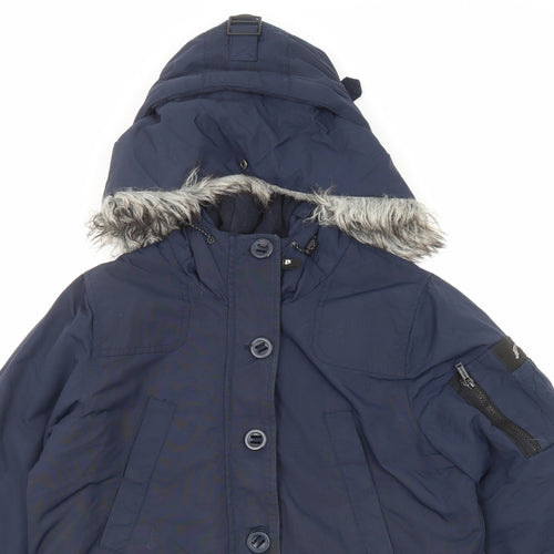 Brookhaven Womens Blue Parka Coat Size 12 Zip