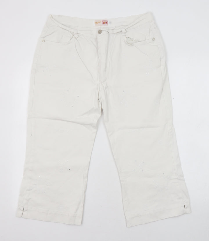 Stephen Womens White Cotton Cropped Jeans Size 30 in Regular Zip