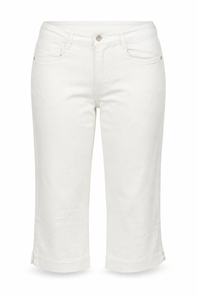 Front view of Stephen women’s white cotton cropped jeans, size UK 30, in regular zip