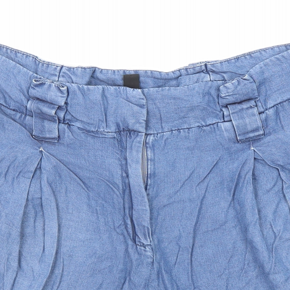 New Look Womens Blue Lyocell Culotte Shorts Size 12 Regular Zip