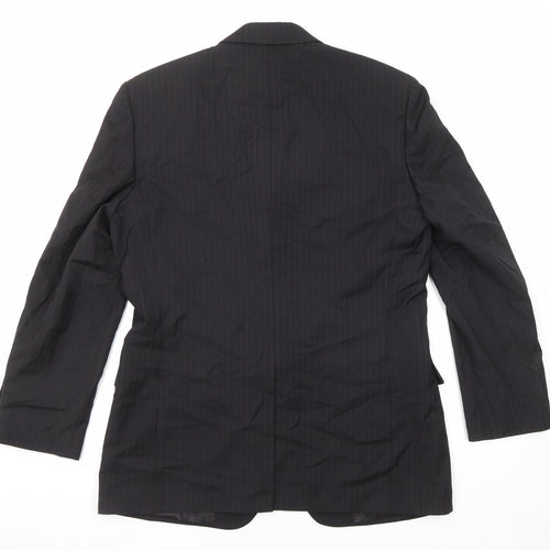 BHS Mens Black Striped Wool Jacket Suit Jacket Size 40 Regular