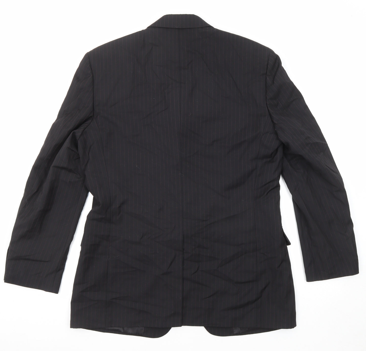 BHS Mens Black Striped Wool Jacket Suit Jacket Size 40 Regular