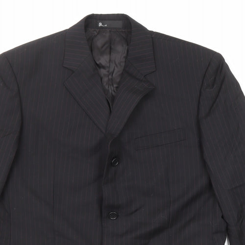 BHS Mens Black Striped Wool Jacket Suit Jacket Size 40 Regular