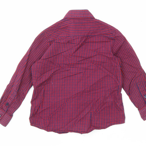 NEXT Boys Red Check Cotton Basic Button-Up Size 5 Years Collared Button
