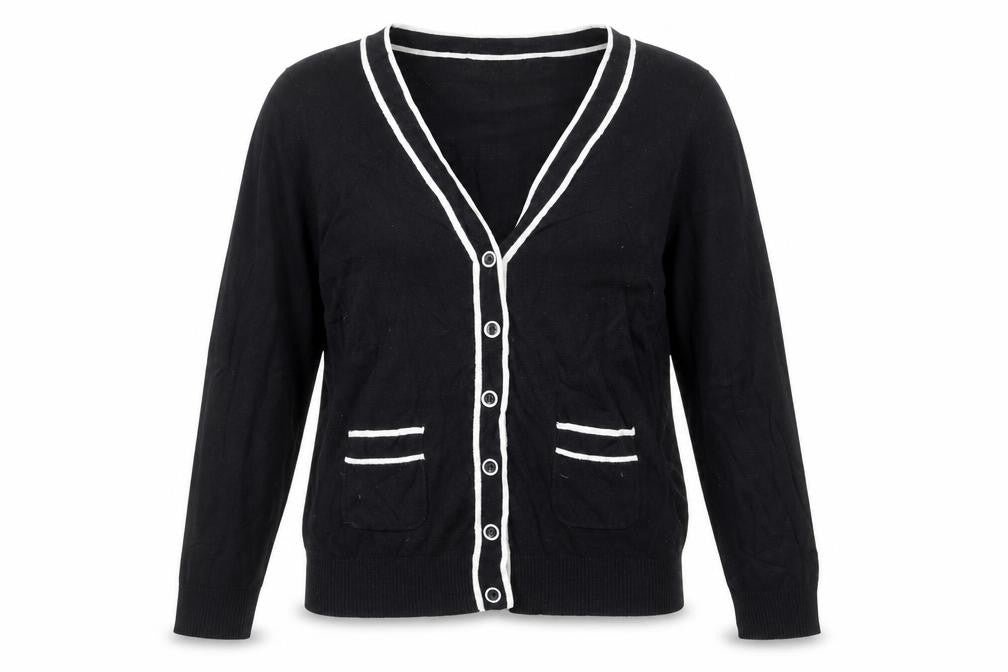 Louche Womens Black V-Neck Viscose Cardigan Jumper Size 12