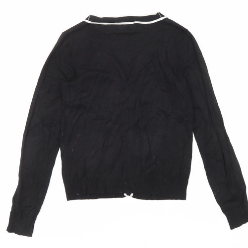 Louche Womens Black V-Neck Viscose Cardigan Jumper Size 12