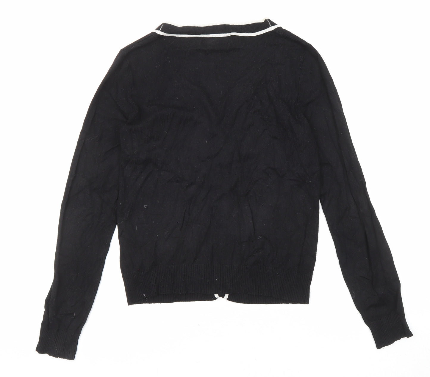 Louche Womens Black V-Neck Viscose Cardigan Jumper Size 12