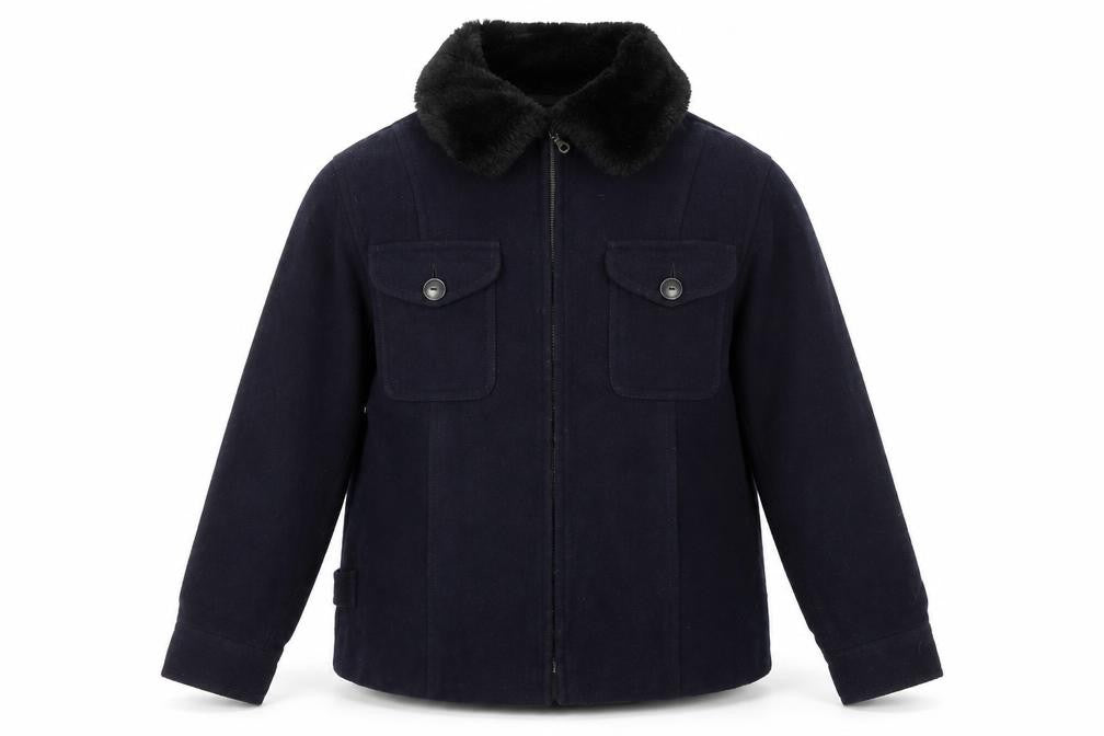 Front view of Charlotte Halton women’s blue jacket, size UK 12, zip