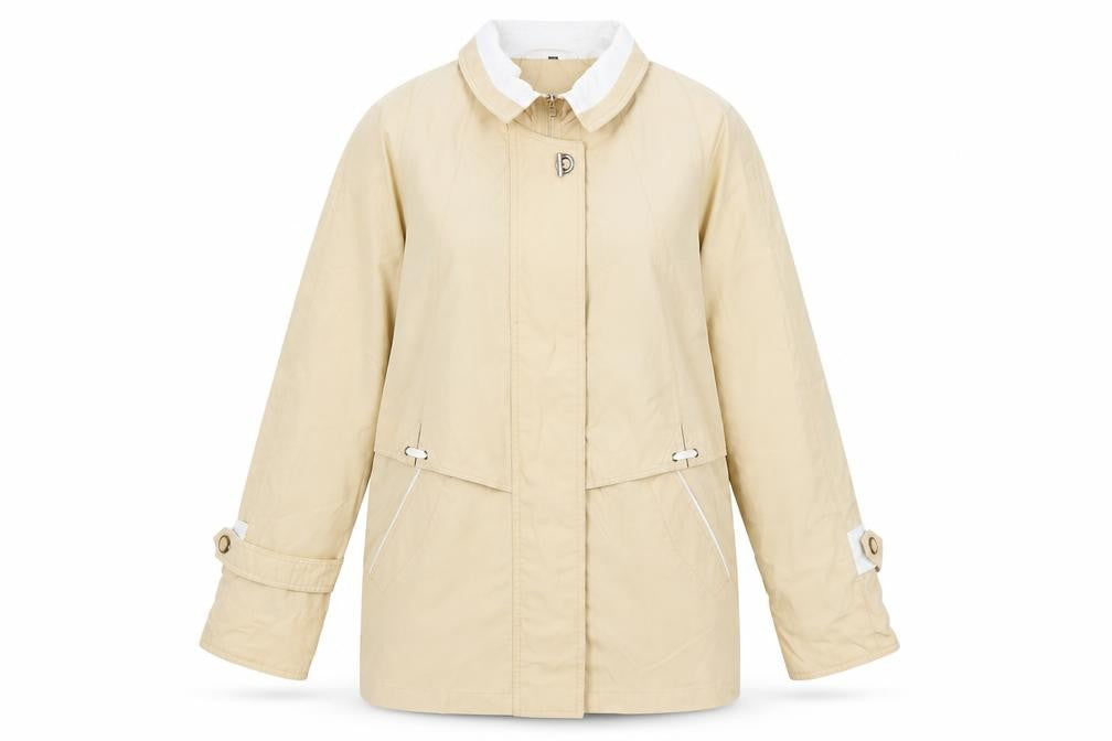 Front view of Berkertex women’s ivory jacket coat, size UK 10, zip