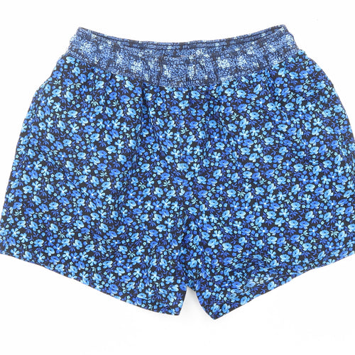Topman Mens Blue Floral Polyester Sweat Shorts Size S Regular