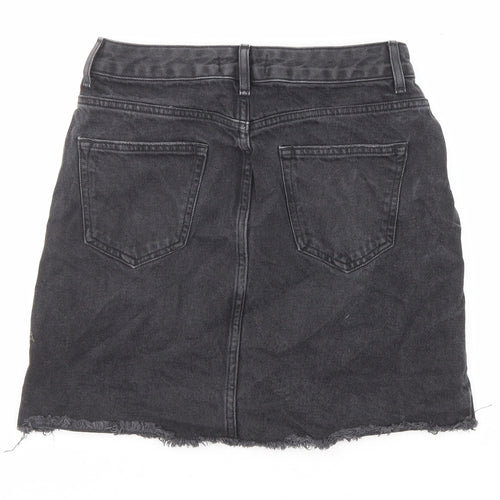 New Look Womens Black Floral Cotton A-Line Skirt Size 10 Zip