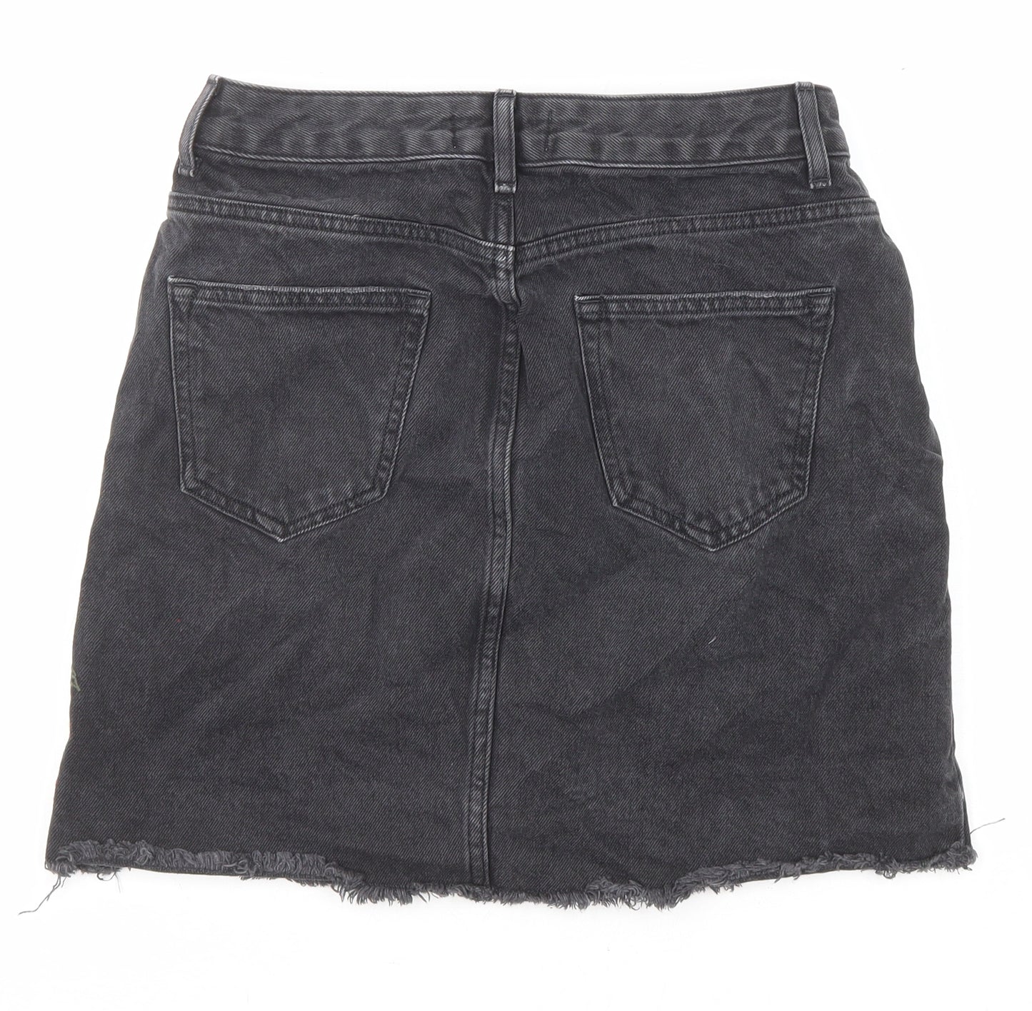New Look Womens Black Floral Cotton A-Line Skirt Size 10 Zip