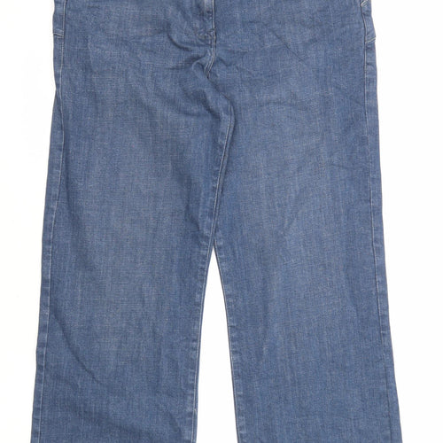 NEXT Womens Blue Cotton Flared Jeans Size 20 L27 in Slim Zip