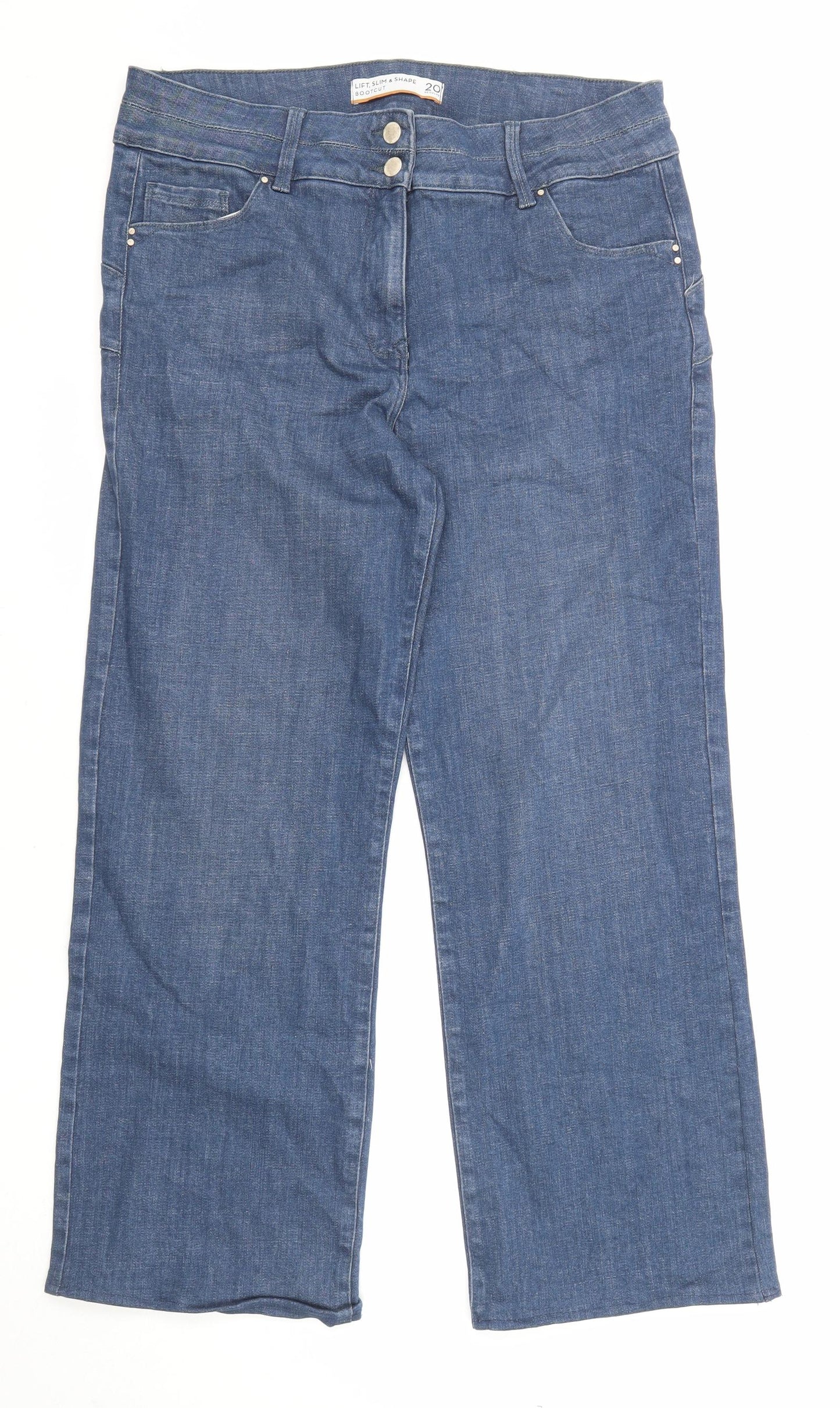 NEXT Womens Blue Cotton Flared Jeans Size 20 L27 in Slim Zip