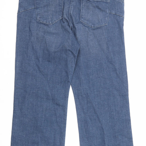 NEXT Womens Blue Cotton Flared Jeans Size 20 L27 in Slim Zip