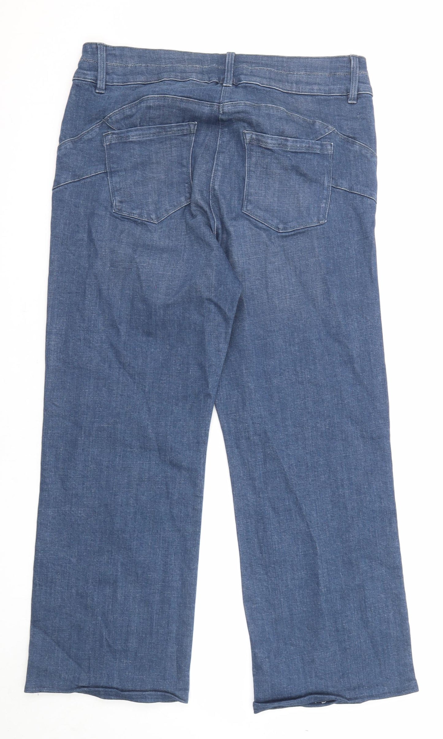 NEXT Womens Blue Cotton Flared Jeans Size 20 L27 in Slim Zip