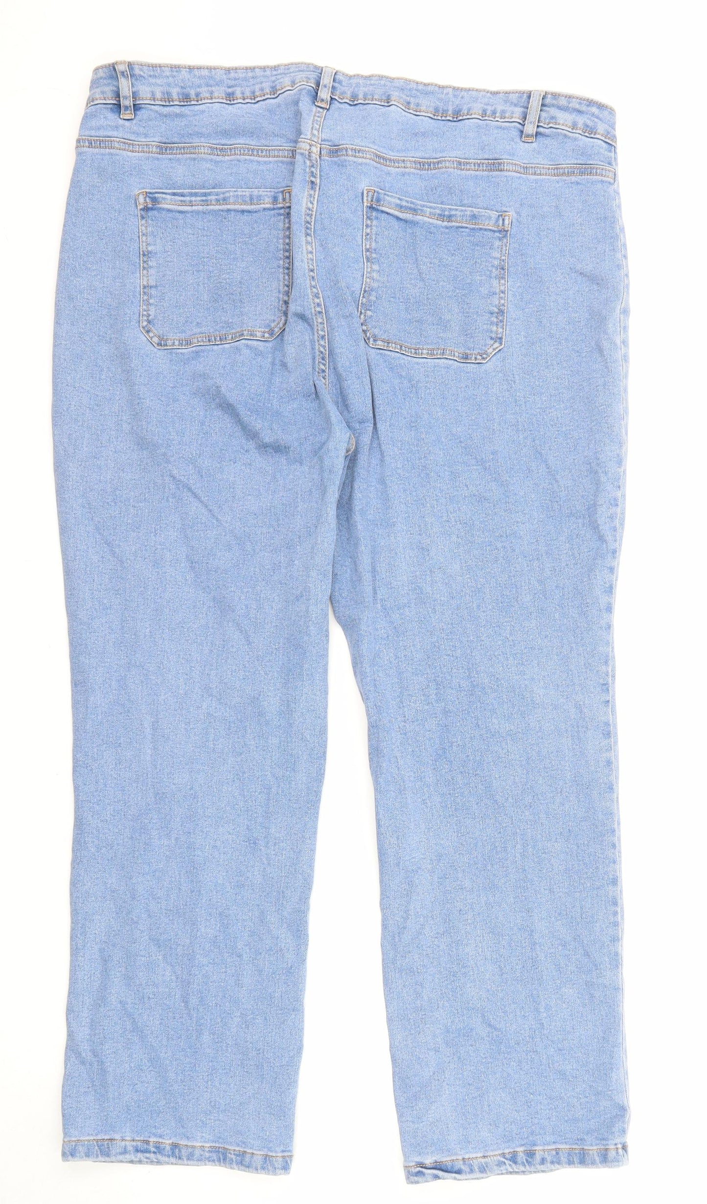 TU Womens Blue Cotton Straight Jeans Size 18 L26 in Regular Zip