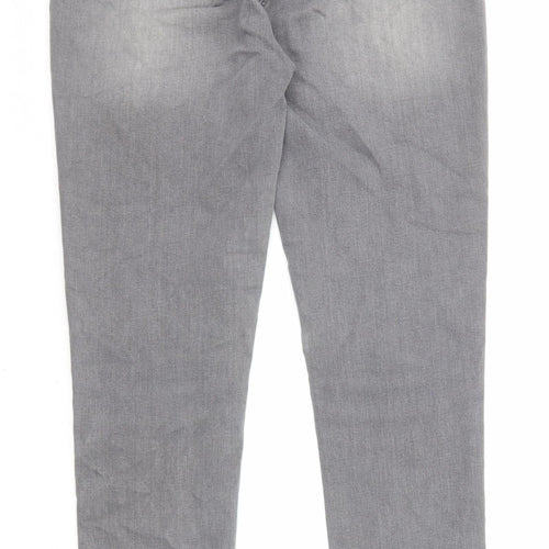 M&Co Womens Grey Cotton Skinny Jeans Size 12 L28 in Regular Zip