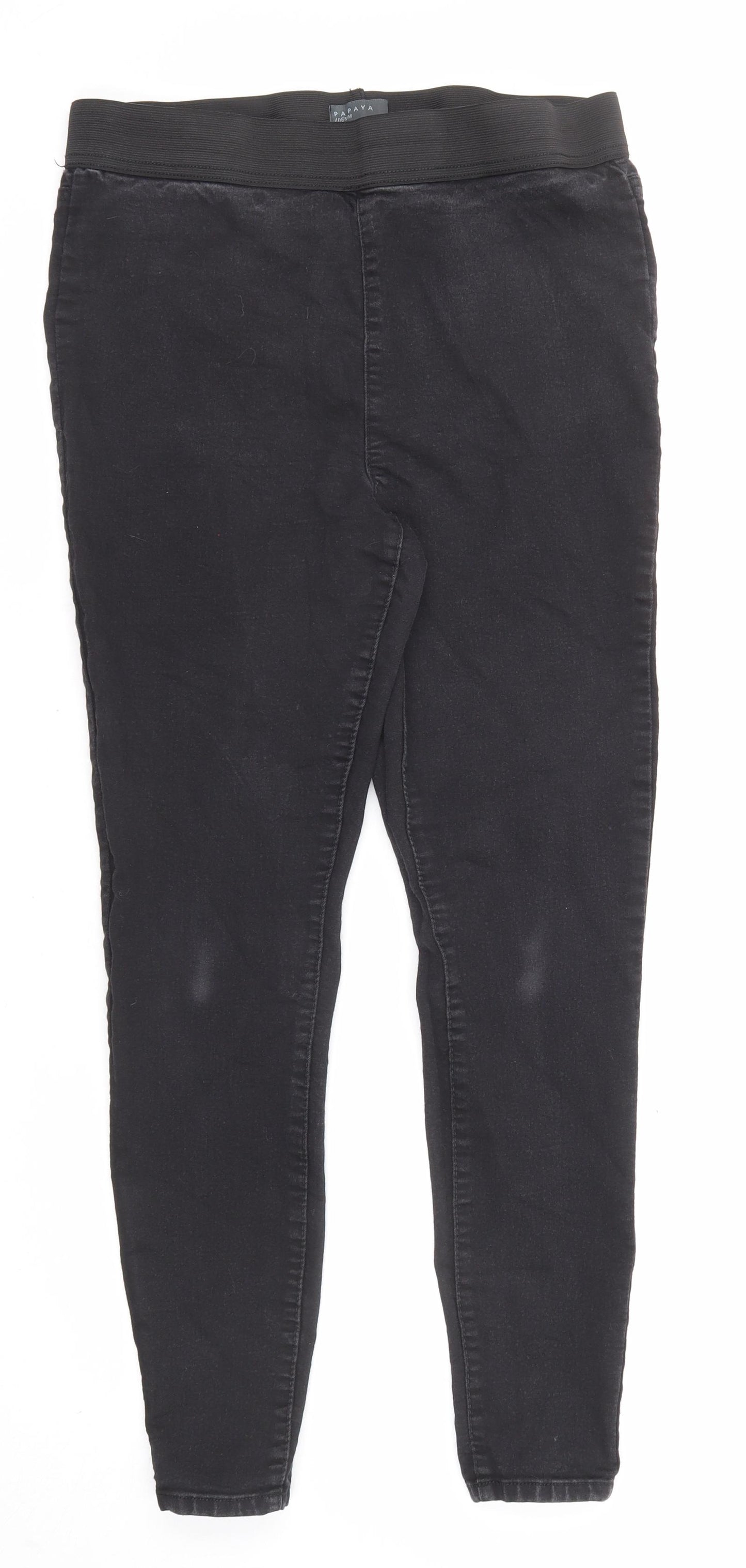 Papaya Womens Black Cotton Jegging Jeans Size 14 L26 in Regular