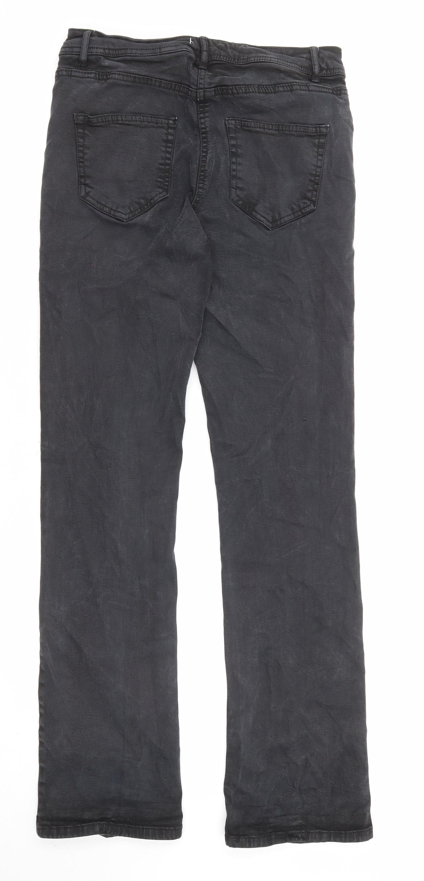 NEXT Womens Black Cotton Bootcut Jeans Size 8 L30 in Regular Zip