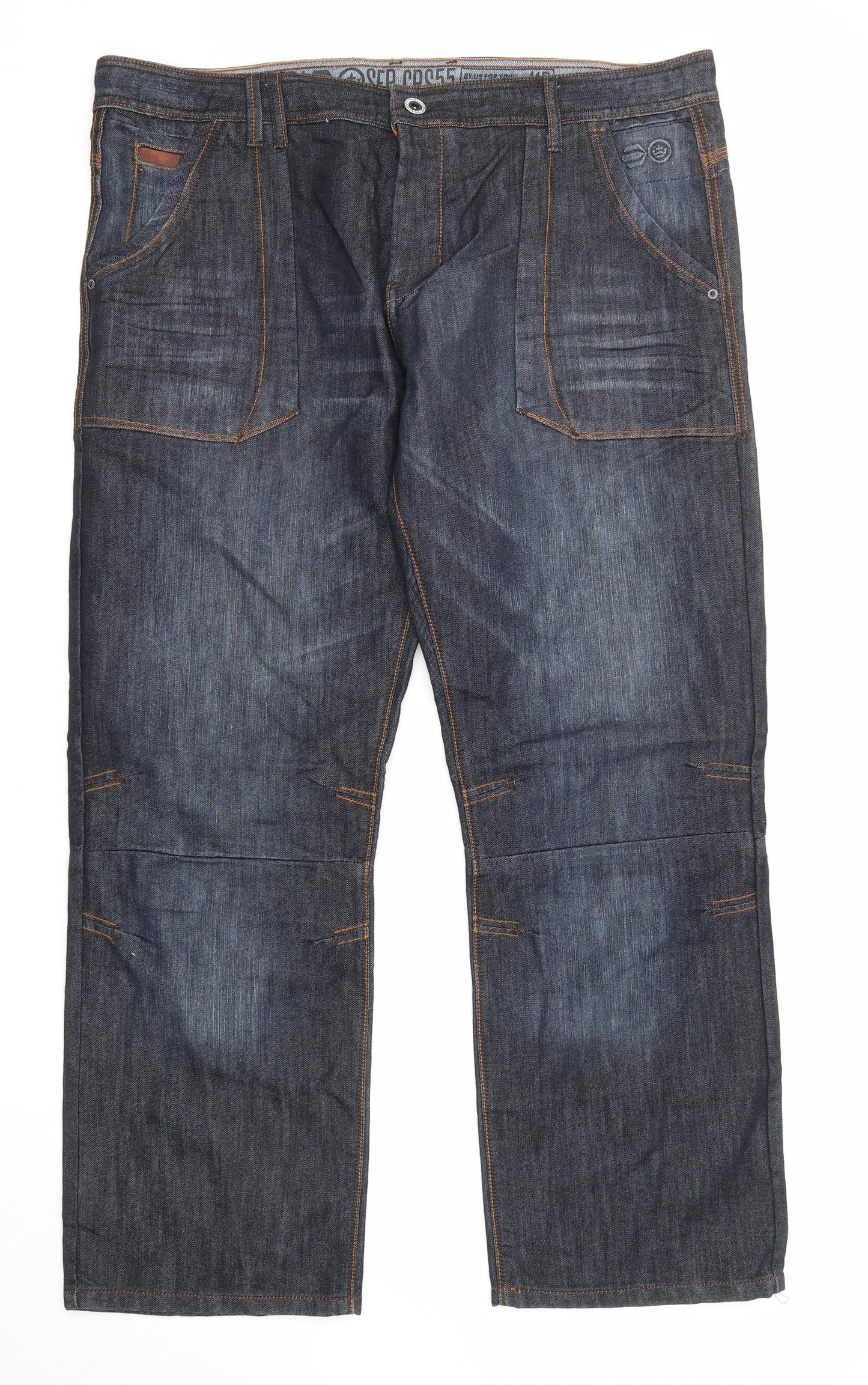 Crosshatch Mens Blue Cotton Straight Jeans Size 44 in L31 in Regular Zip