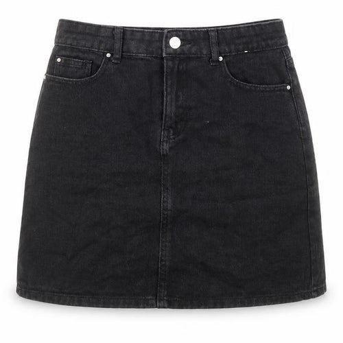Denim & Co. Womens Black Cotton A-Line Skirt Size 10 Zip