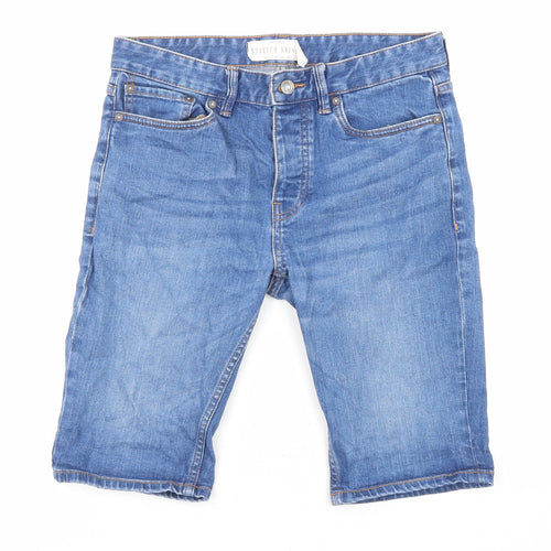 Topman Mens Blue Cotton Cargo Shorts Size 30 in L10 in Regular Zip