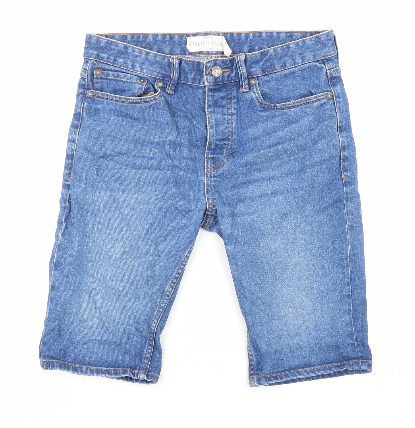Topman Mens Blue Cotton Cargo Shorts Size 30 in L10 in Regular Zip