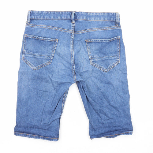 Topman Mens Blue Cotton Cargo Shorts Size 30 in L10 in Regular Zip